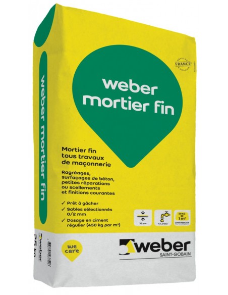 Mortier fin pour travaux courants de maçonnerie sac de 5kg – WEBER MORTIER FIN – Weber