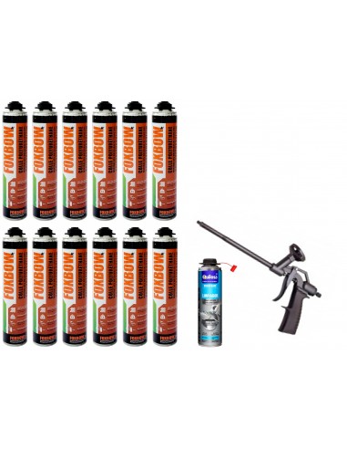 KIT 12 x colles de maçonnerie FOXBOW + 1 pistolet + 1 nettoyant / 1 cartouche de colle OFFERTE